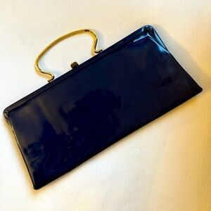 Vintage Bobbie Jerome 60's Shiny Clutch Handbag Gold Hardware